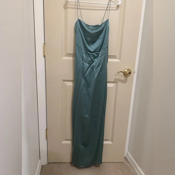 Reformation wedding guest dress size 0 Frankie Silk Dress in Teal